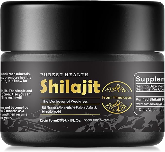 Purest Health 100% Natural Shilajit 30g - Premium Himalayan Resin - Rich in Fulvic & Humic Acid & 85 Trace Minerals - for Optimal Health