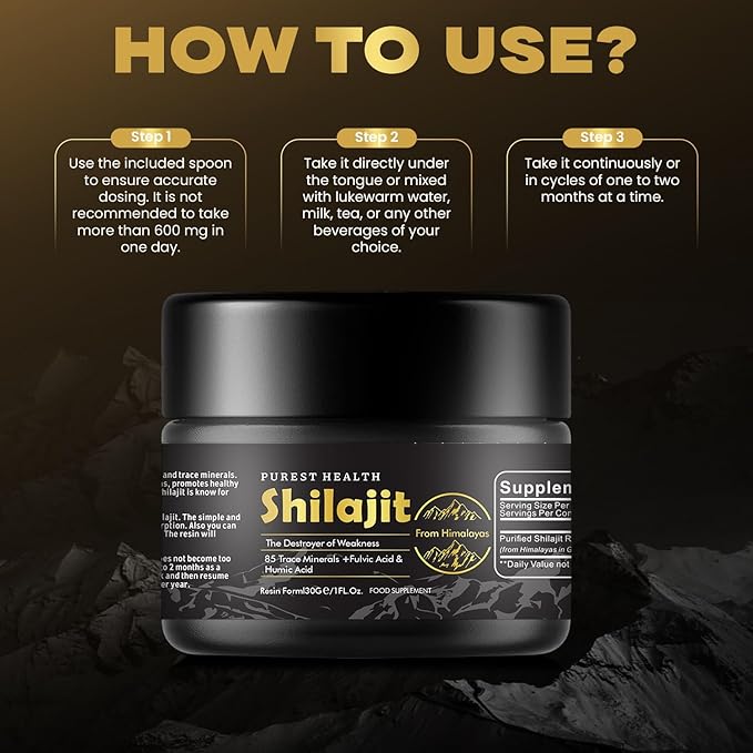 Purest Health 100% Natural Shilajit 30g - Premium Himalayan Resin - Rich in Fulvic & Humic Acid & 85 Trace Minerals - for Optimal Health