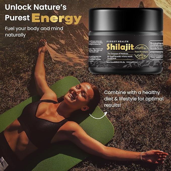 Purest Health 100% Natural Shilajit 30g - Premium Himalayan Resin - Rich in Fulvic & Humic Acid & 85 Trace Minerals - for Optimal Health