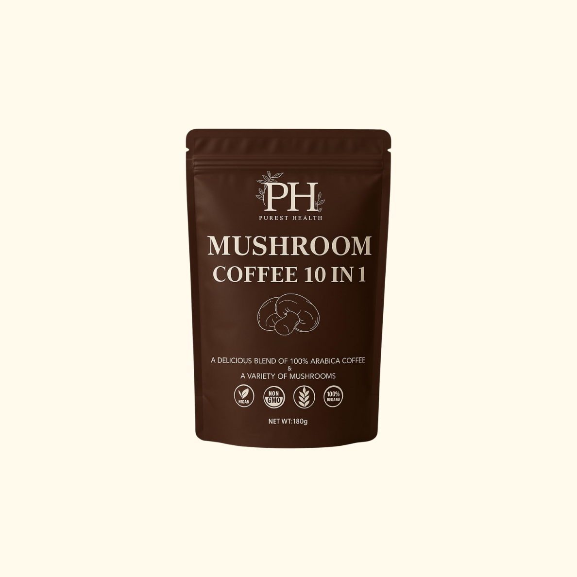 Purest Health Mushroom Coffee - 10 mushroom in 1 Advanced Blend